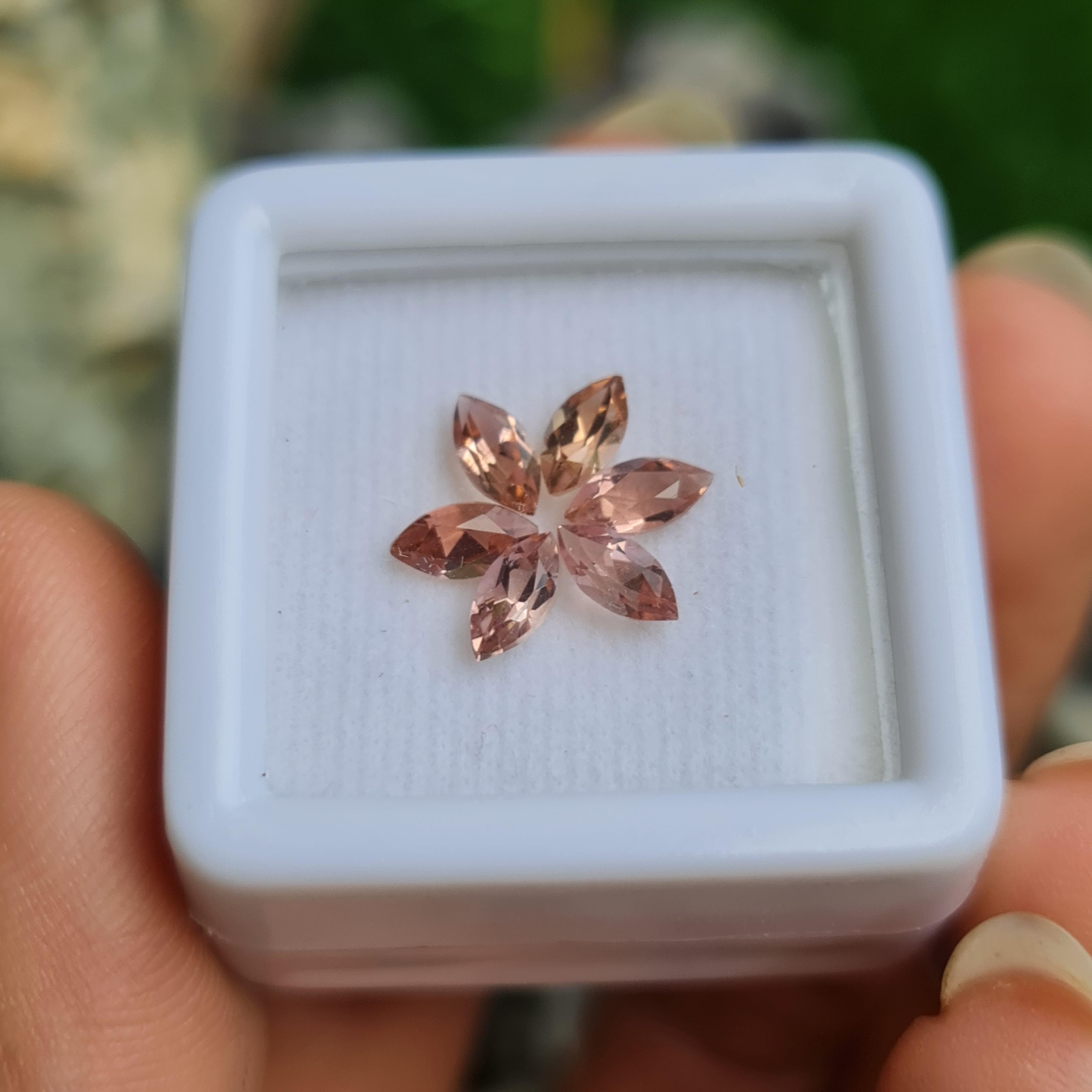 พลอย ชมพู พิ้งค์ ทัวร์มารีน (Pink Tourmaline) 1.46 กะรัต (Cts.) 6 เม็ด อัญมณีมงคลประจําวันเกิด เครื่องประดับพลอย