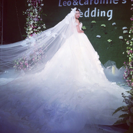 ชุดแต่งงาน เกาะอก หางยาว ซิปหลัง