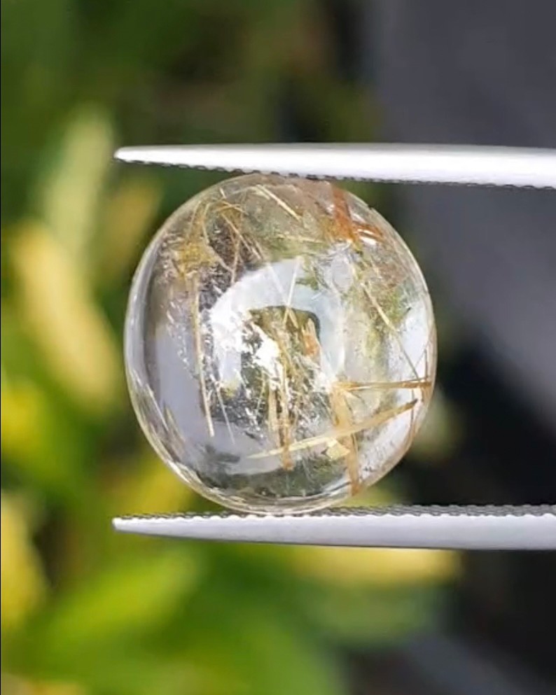 ไหมทอง ควอตซ์ Golden Rutilated Quartz 10.48 กะรัต Cts.พลอยแท้ อัญมณีมงคลประจําวันเกิด เครื่องประดับพลอย