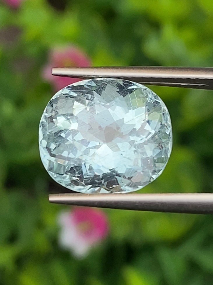 พลอย อความารีน Aquamarine 7.04 กะรัต (Cts.) พลอยแท้ อัญมณีมงคลประจําวันเกิด เครื่องประดับพลอย