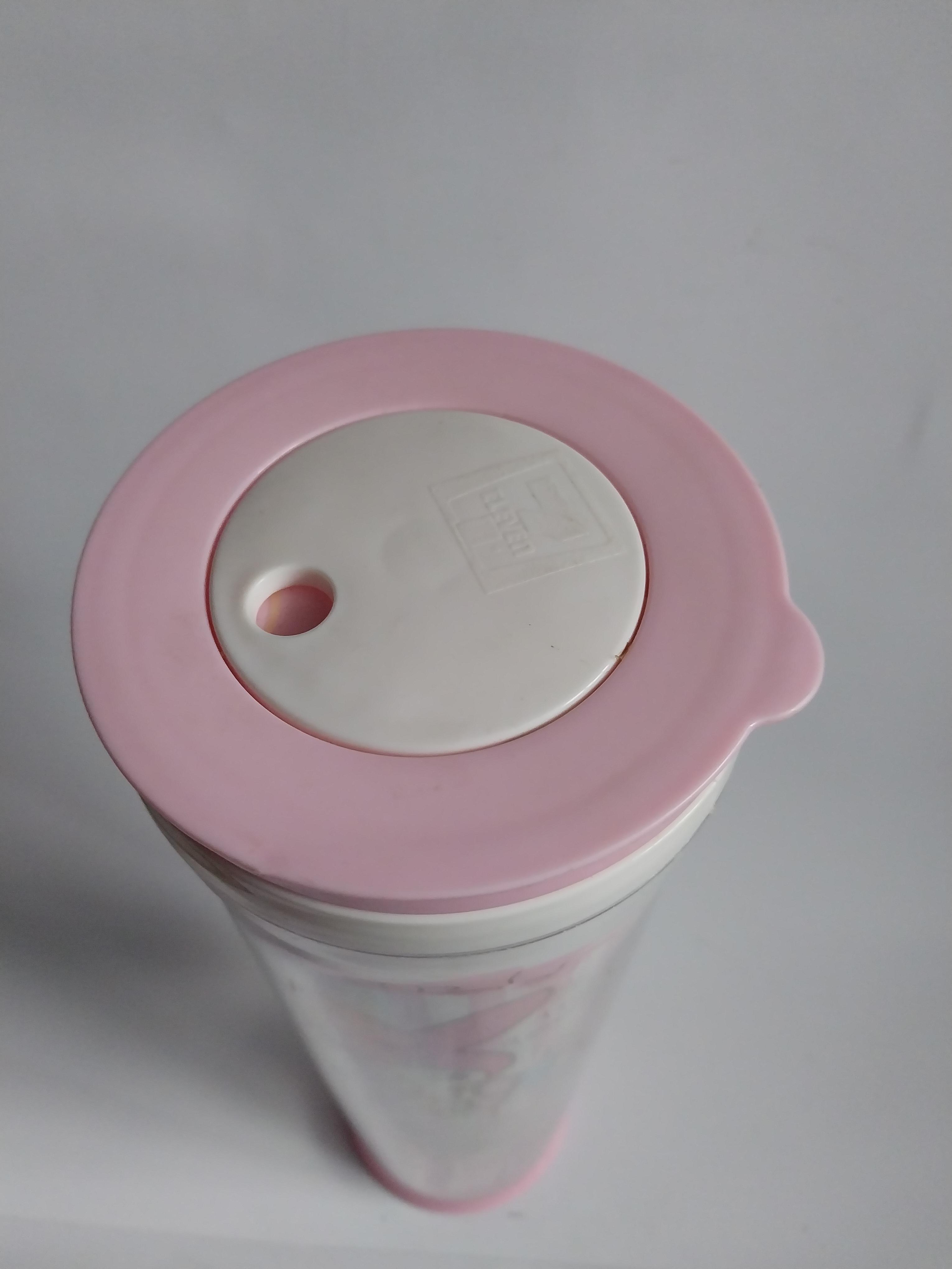 แก้วน้ำทรงสูงสีชมพู ลายมายเมโลดี้ ของสะสมจากเซเว่นอีเลฟเว่น