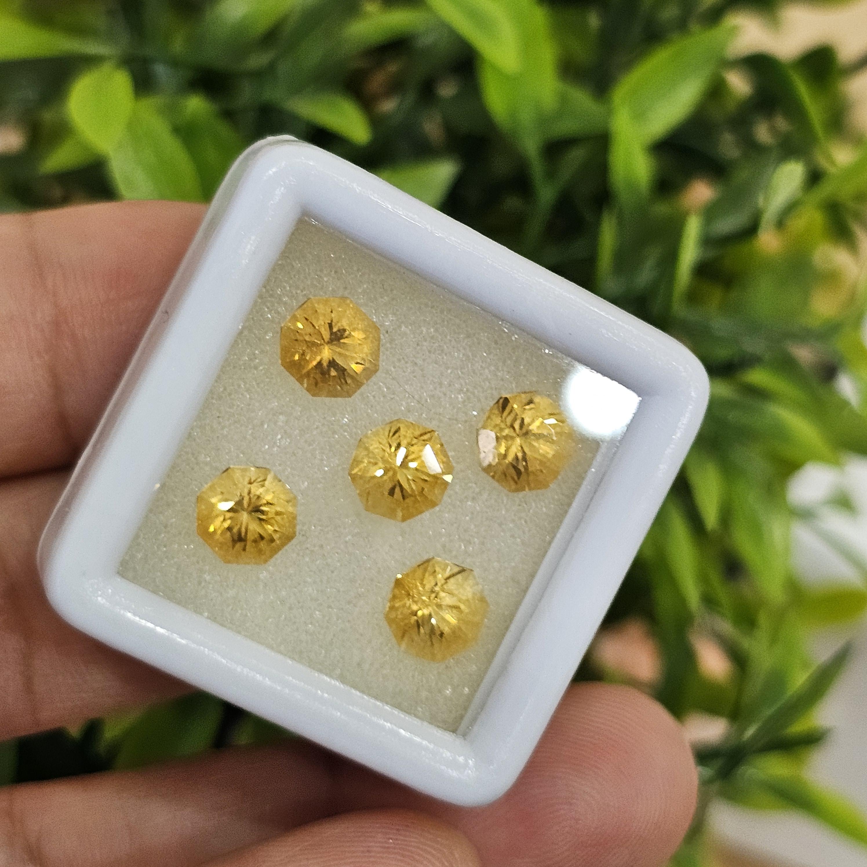 พลอย ซิทริน Citrine 4.50 กะรัต (Cts.) 5 เม็ด (Pcs.) พลอยแท้ อัญมณีมงคลประจําวันเกิด เครื่องประดับพลอย