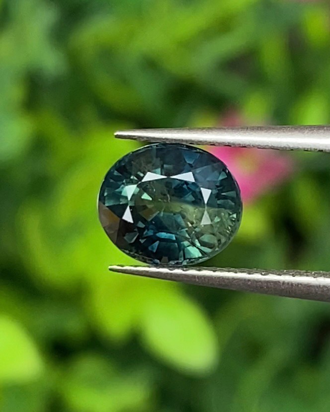 พลอย แซฟไฟร์ 3 สี Tri-Color Sapphire 1.65 กะรัต (Cts.) พลอยแท้ อัญมณีมงคลประจําวันเกิด เครื่องประดับพลอย