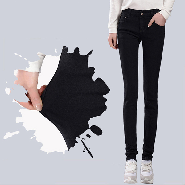 กางเกงยีนส์ขายาวทรงสลิม ยีนส์ยืดเนื้อหนา แต่งกระเป๋าคู่ (11804X)