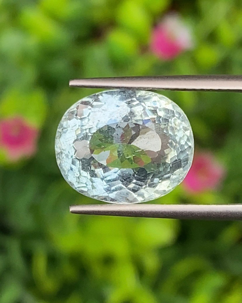 พลอย อความารีน Aquamarine 6.94 กะรัต (Cts.) พลอยแท้ อัญมณีมงคลประจําวันเกิด เครื่องประดับพลอย