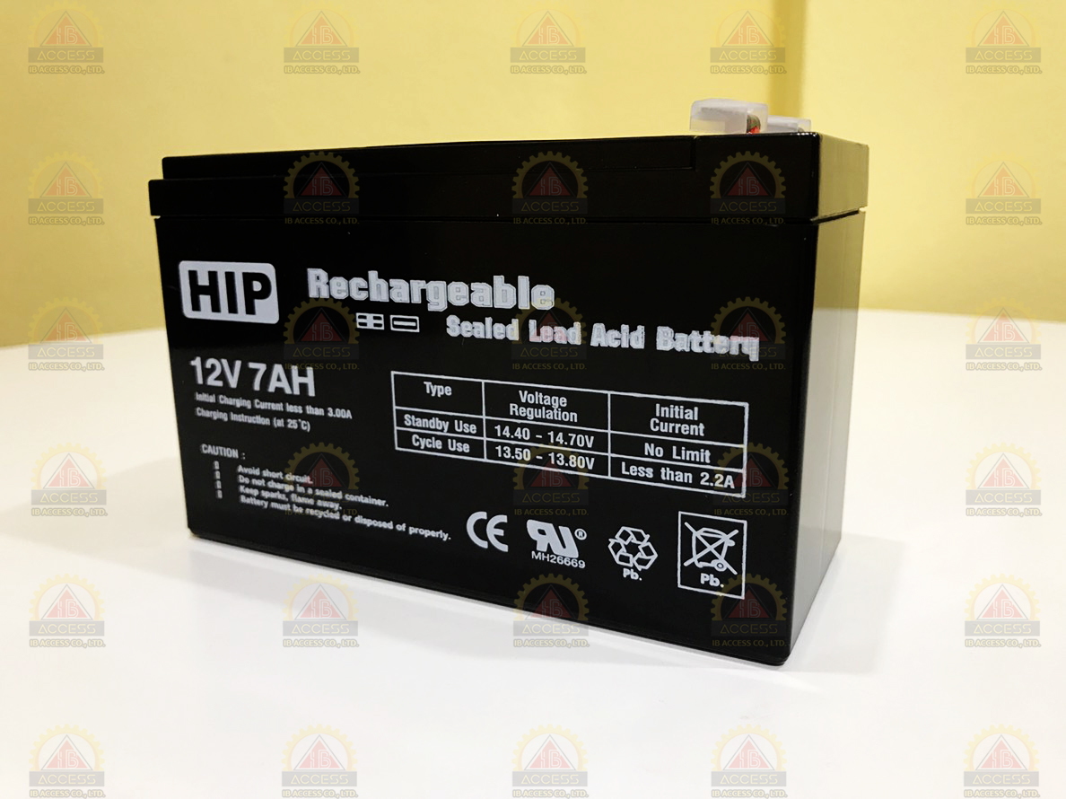 Power Supply 12Vdc 2A. ยี่ห้อ HIP รุ่น 901-2 พร้อม Battery 12V 7Ah. ยี่ห้อ HIP