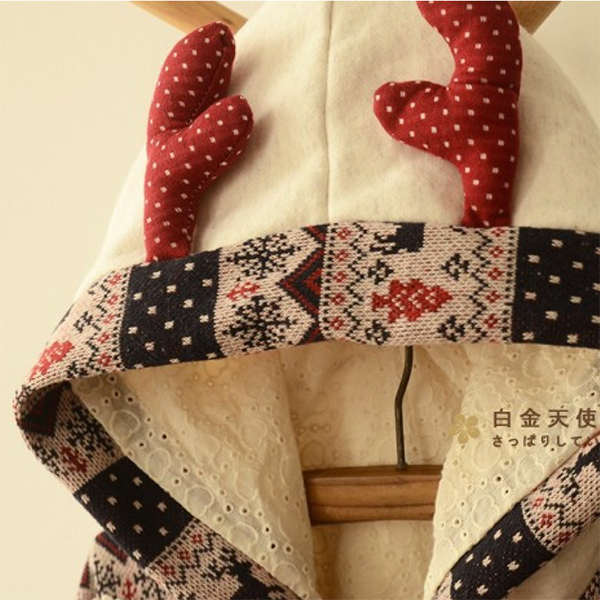 เสื้อสเวตเตอร์กันหนาวแต่งปักไหมพรม ฮู้ดแต่งหูกวางน่ารัก (11304LM)