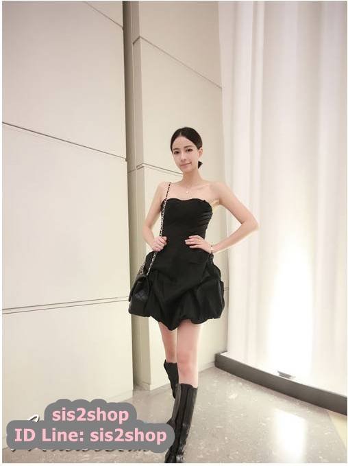 พร้อมส่ง ชุดราตรีสั้น เกาะอก สีดำ (เหลือเฉพาะไซส์ S,L)
