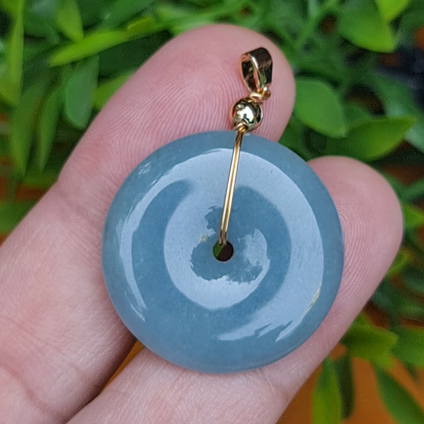 หยก จี้โดนัทหยก 42.75 Cts. (ฺBi Disc Jade) หยกแท้ อัญมณีมงคลประจําวันเกิด เครื่องประดับพลอย