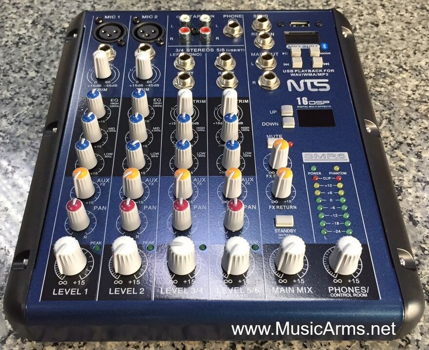 NTS SMR6 มิกเซอร์ 6 อินพุท (2 โมโน 2 สเตอริโอ) + FX/USB