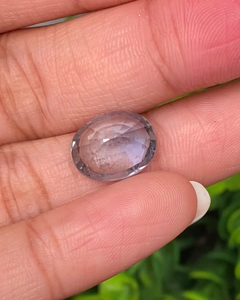 พลอย ซิวเวอร์ แซฟไฟร์ Silver Sapphire 7.02 กะรัต (Cts.) ดิบ Unheated พลอยแท้ อัญมณีมงคลประจําวันเกิด เครื่องประดับพลอย