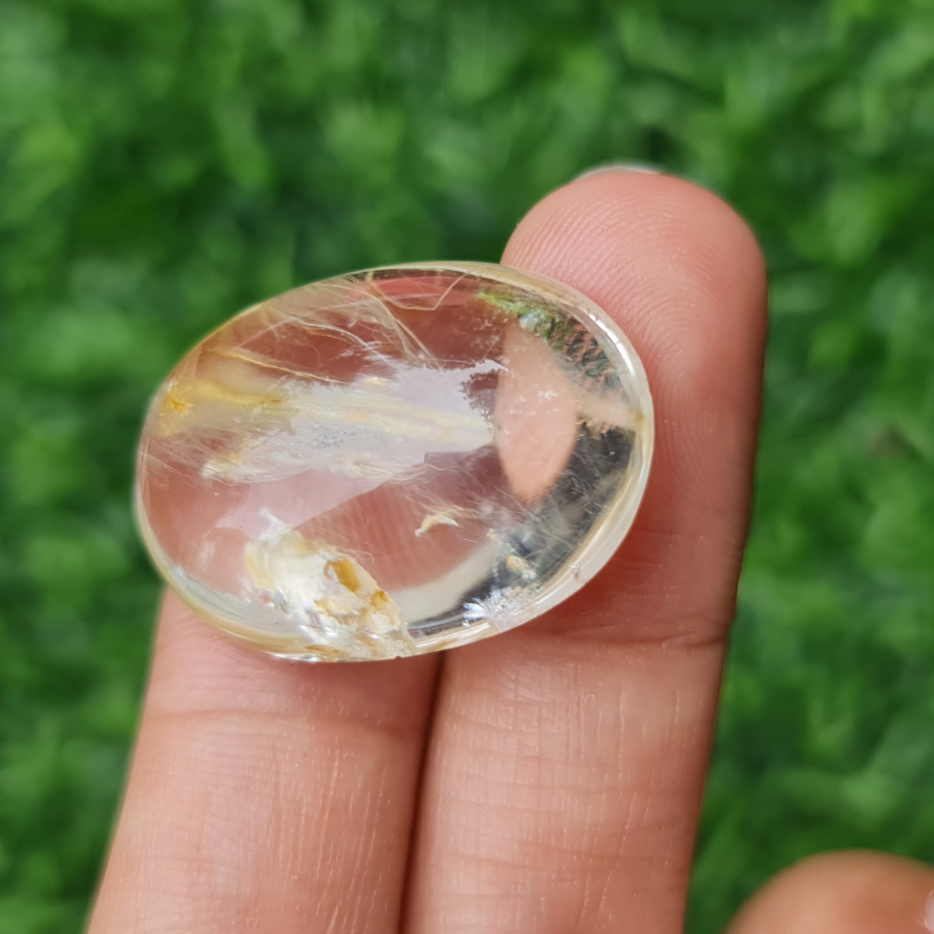 โป่งข่าม ควอตซ์ Rutilated Quartz 52.28 กะรัต Cts. พลอยแท้ อัญมณีมงคลประจําวันเกิด เครื่องประดับพลอย