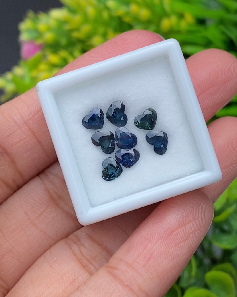 พลอย แซฟไฟร์ 2 สี Bi Color Sapphire 8 เม็ด 3.16 กะรัต (Cts.) พลอยแท้ อัญมณีมงคลประจําวันเกิด เครื่องประดับพลอย