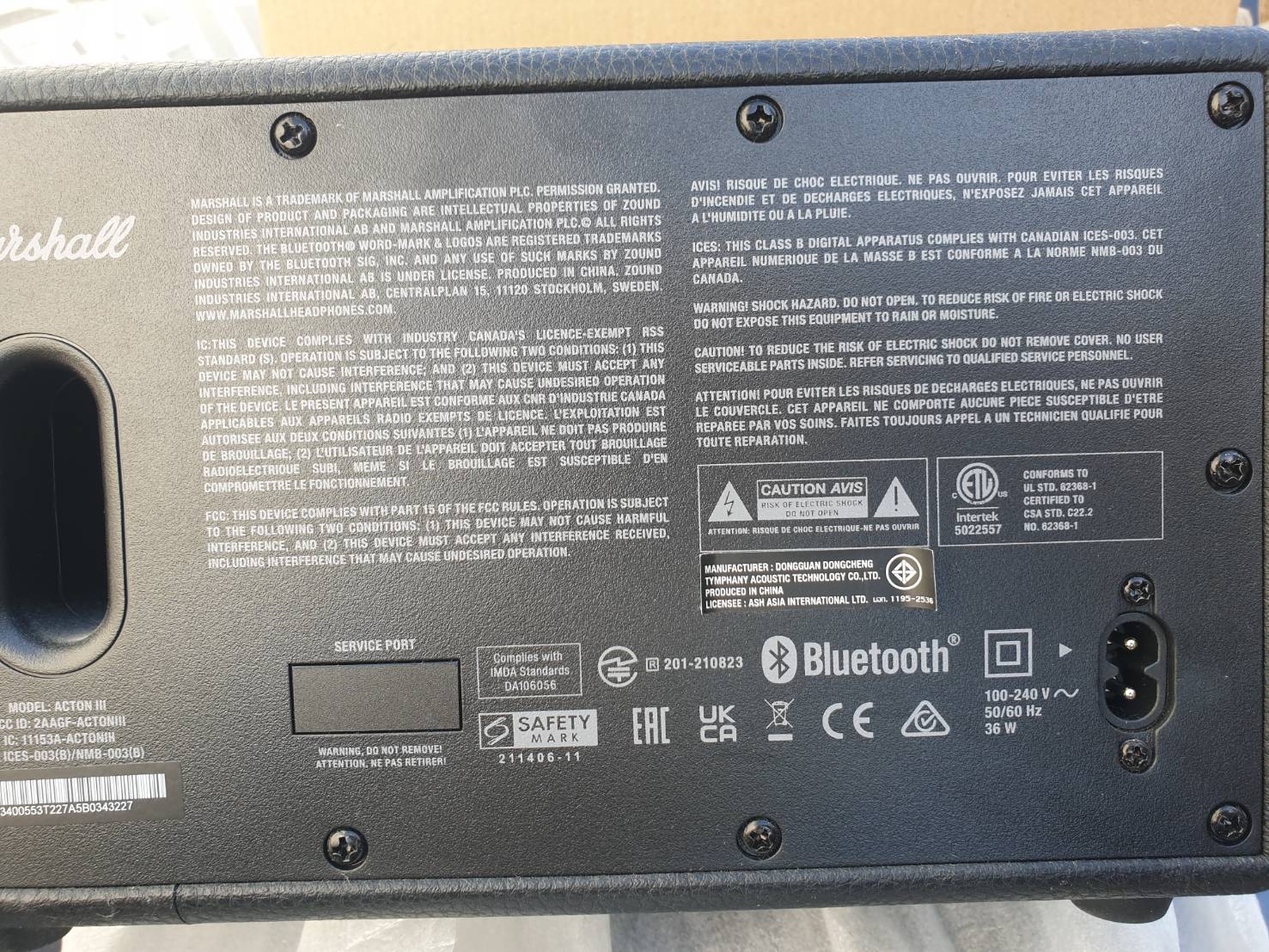 ลำโพง Mashall Action III สภาพดีมากมีกล่องศูนย์ไทย