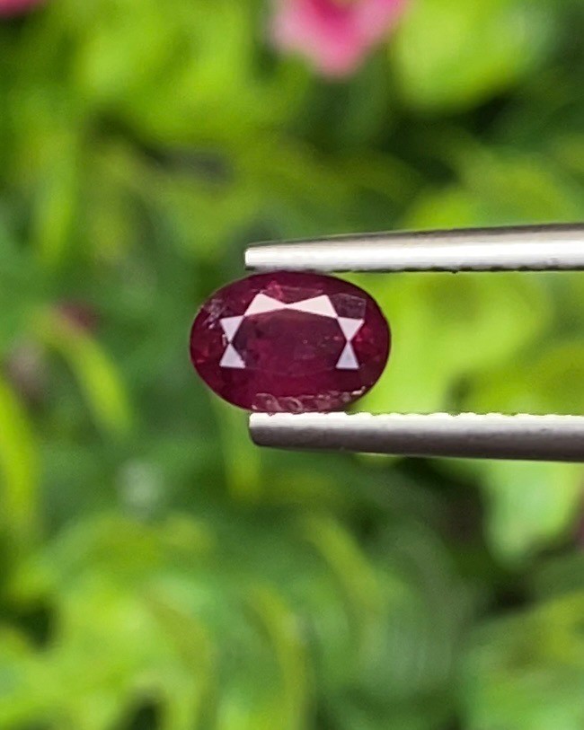 พลอย ทับทิม สยาม Siam Ruby sapphire 0.71 กะรัต พลอยแท้ อัญมณีมงคลประจําวันเกิด เครื่องประดับพลอย