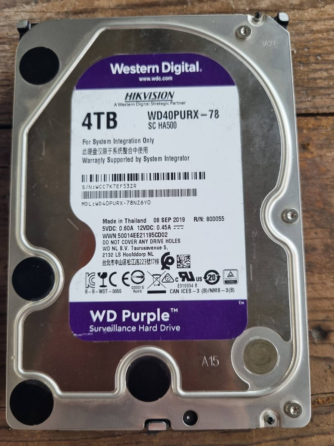 Harddisk WD สีม่วง 4 TB