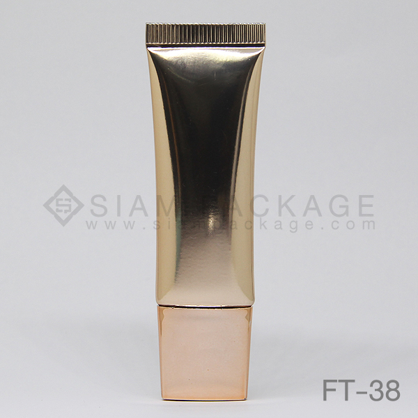หลอดอะลูมิเนียมสี Rose Gold (สีทองแดง) ทรงแบน หลอดครีม รหัส FT-38