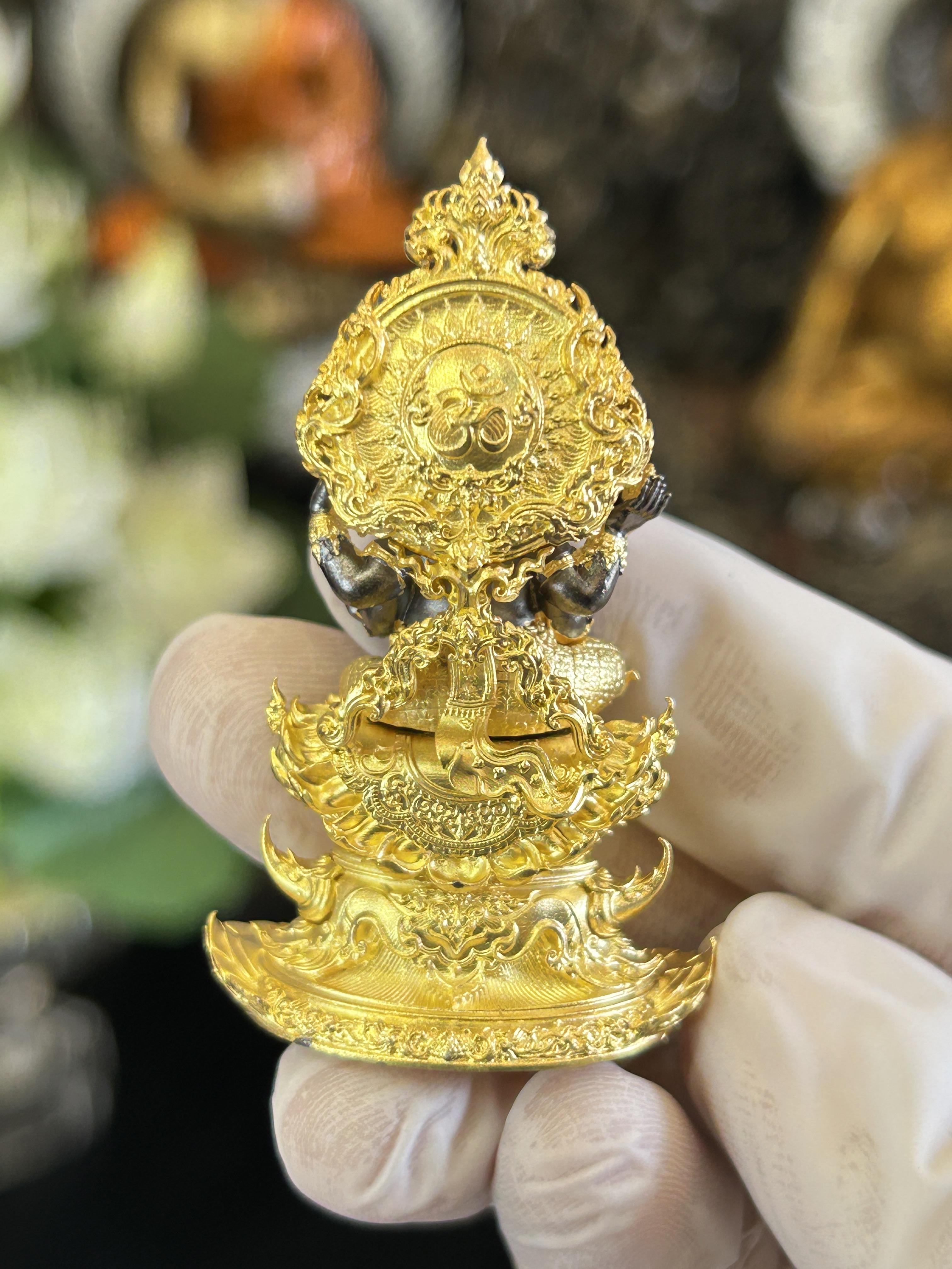 พระพิฆเนศรุ่นสุขสำเร็จนิรันดร์ เนื้อบรอนซ์ชุบแบล็คลายทอง