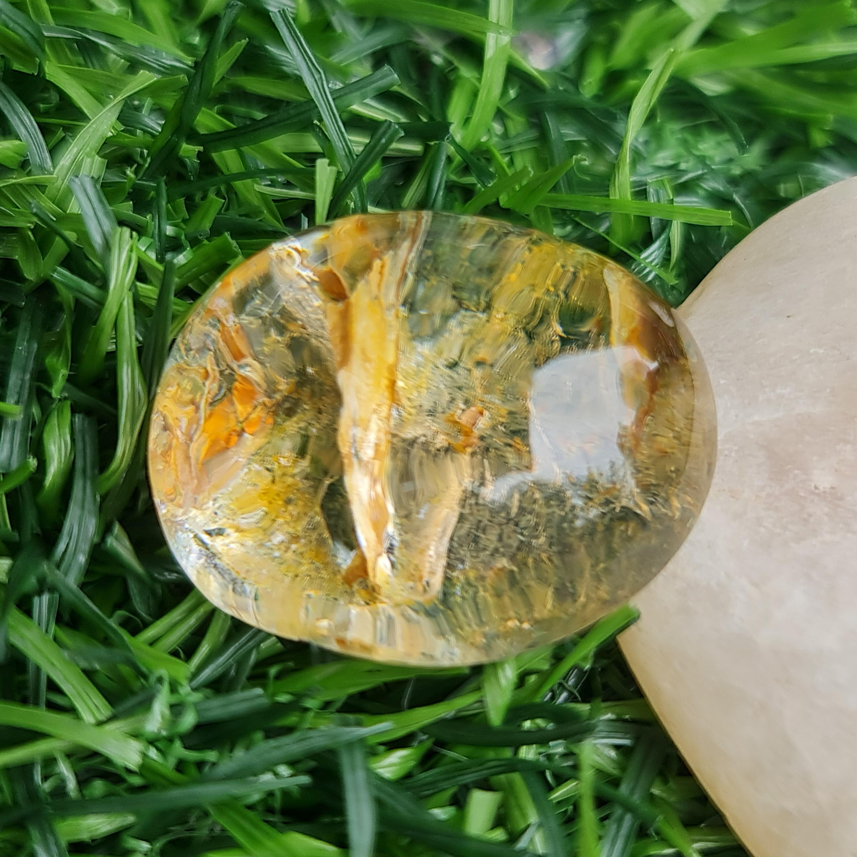 โป่งข่าม ควอตซ์ Rutilated Quartz 49.15 กะรัต Cts. พลอยแท้ อัญมณีมงคลประจําวันเกิด เครื่องประดับพลอย