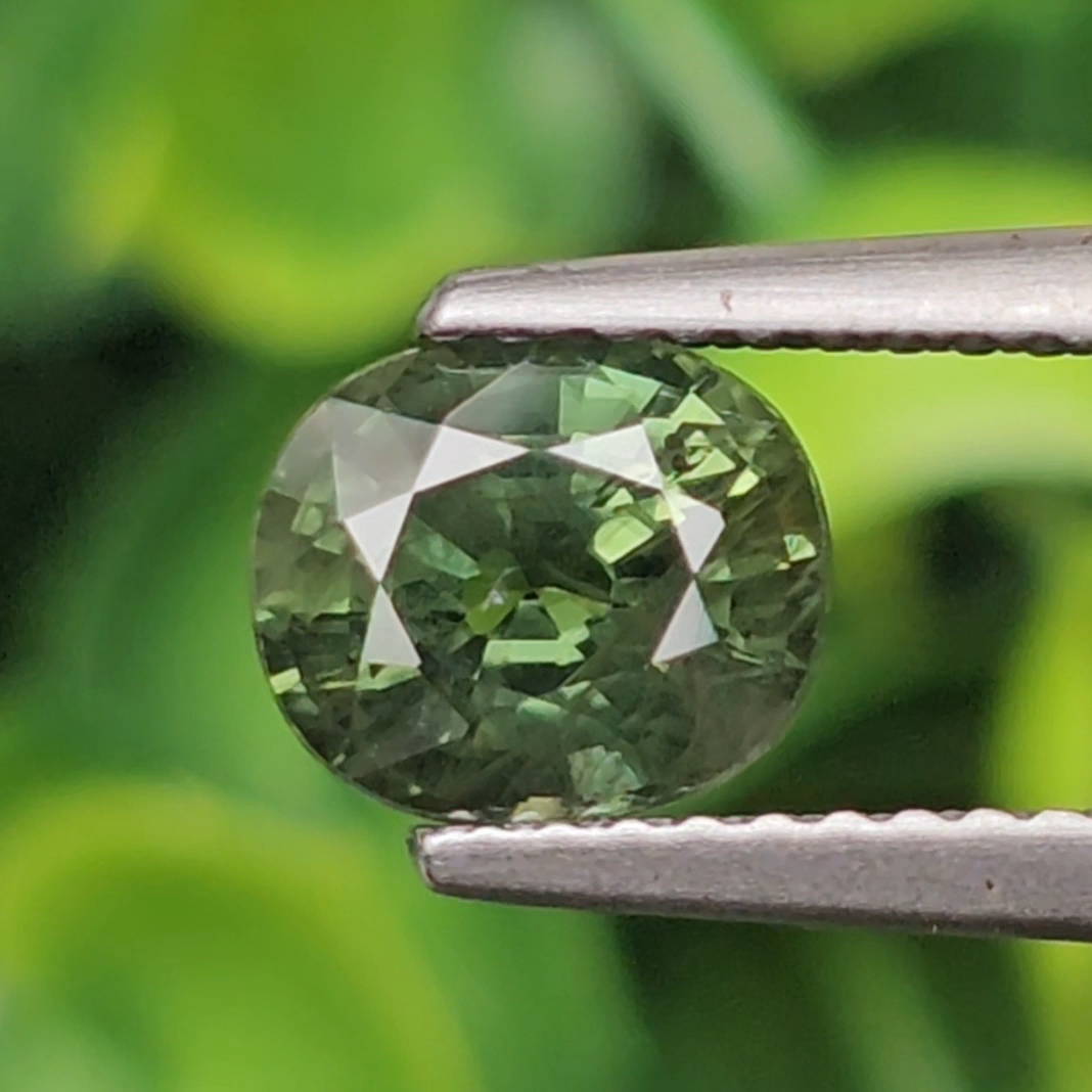 พลอย เขียวส่อง Green Sapphire 1.63 กะรัต (Cts.) พลอยแท้ อัญมณีมงคลประจําวันเกิด เครื่องประดับพลอย