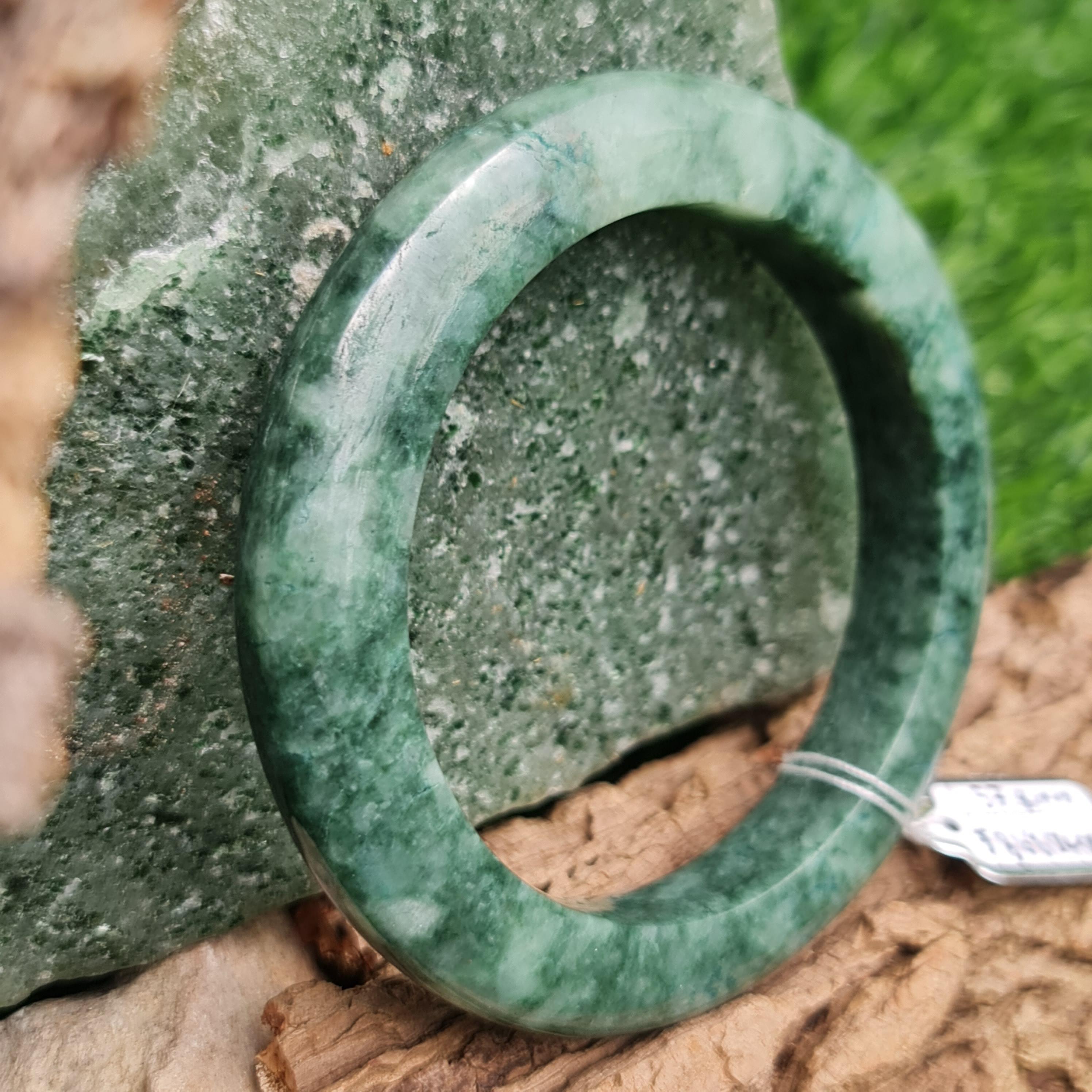 JB6804006 หยก พม่า แท้ Jade กำไลหยก 57.8 มม. (Jadeite bracelet) พม่า (Myanmar)