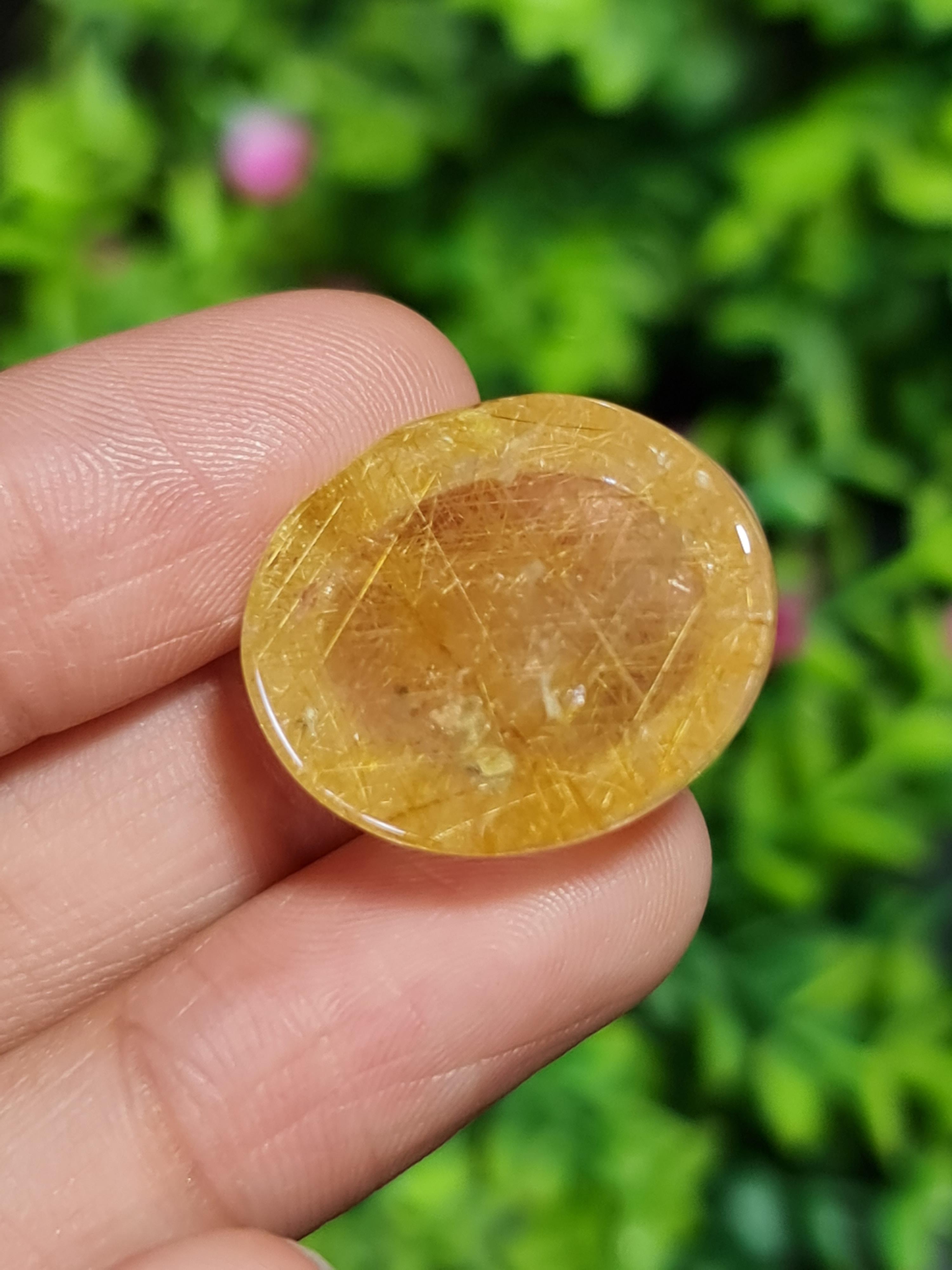 ไหมทอง ควอตซ์ Golden Rutilated Quartz 39.24 กะรัต Cts.พลอยแท้ อัญมณีมงคลประจําวันเกิด เครื่องประดับพลอย