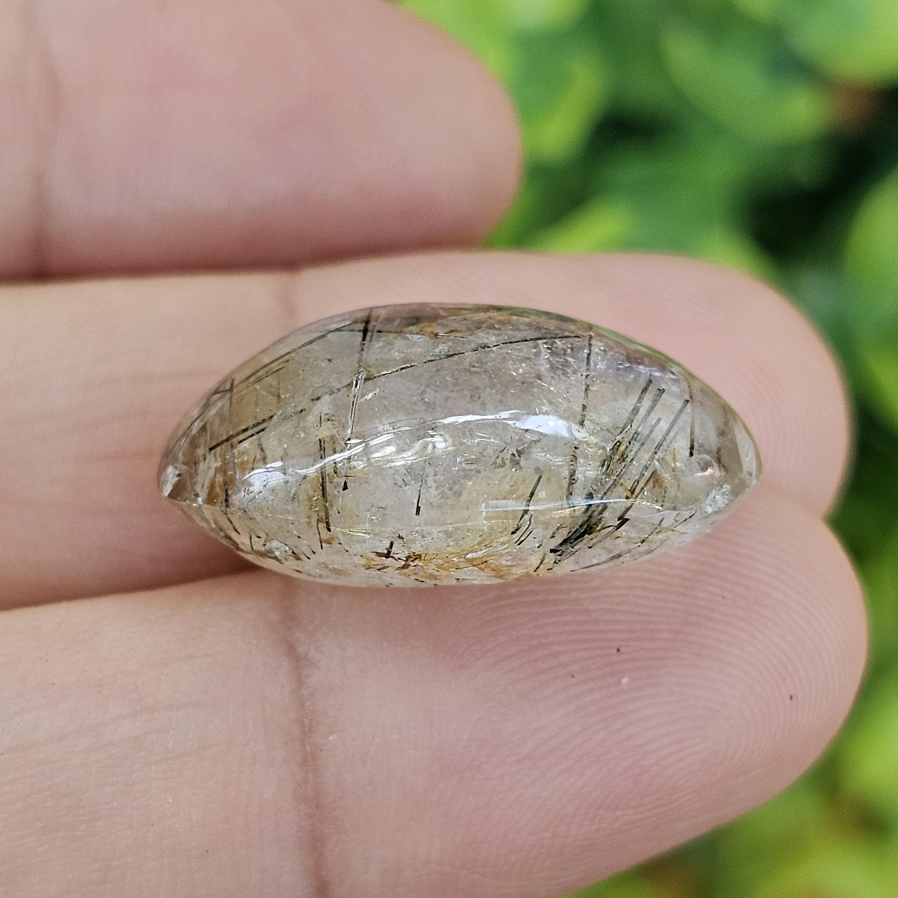 ไหมดำ ควอตซ์ แก้วขนเหล็ก Black Rutilated Quartz 30.87 กะรัต Cts. พลอยแท้ อัญมณีมงคลประจําวันเกิด เครื่องประดับพลอย