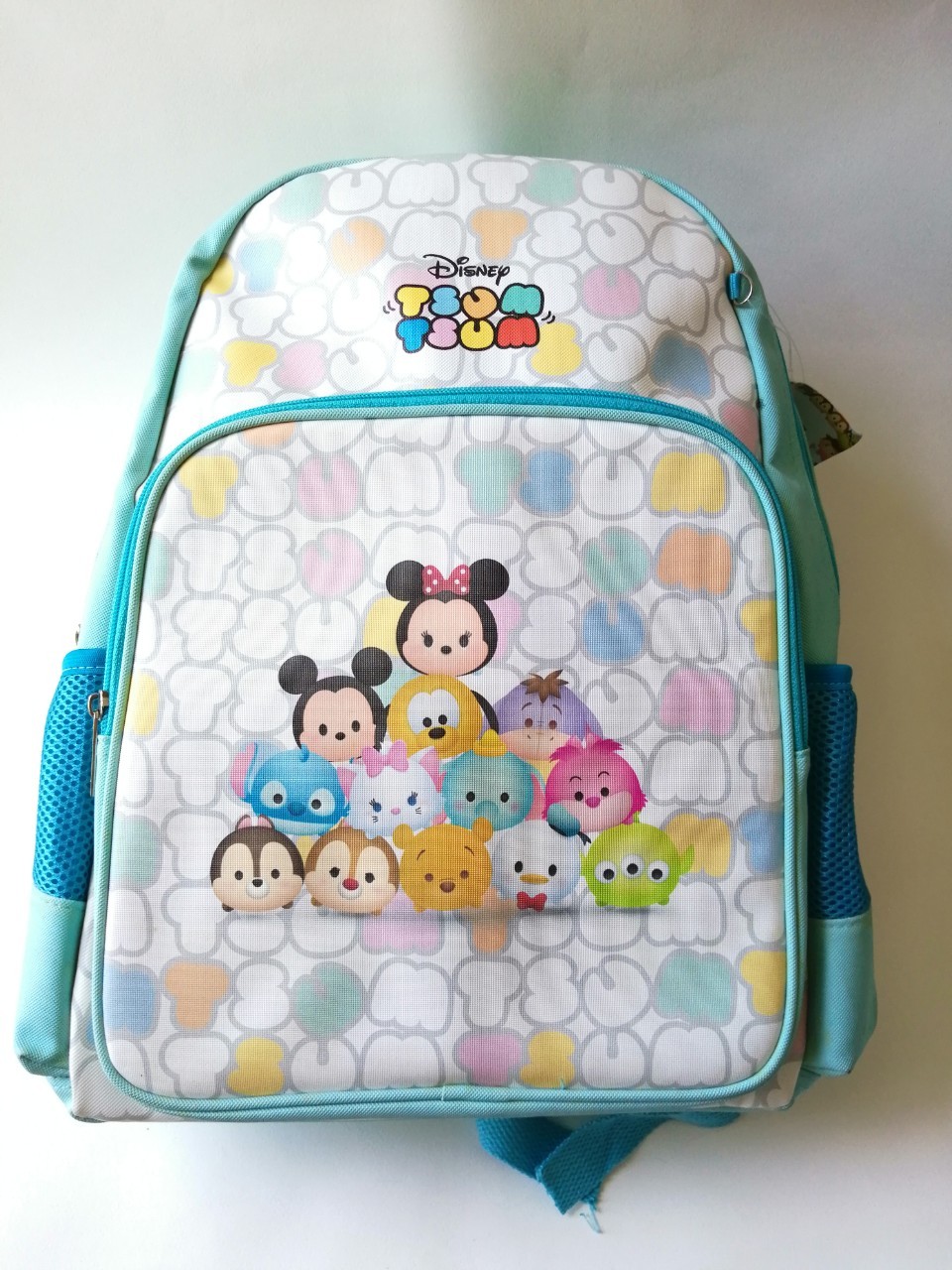 กระเป๋าเป้ pvc สีฟ้า พิมพ์ลาย ดิสนีย์ซูมๆ Tsum Tsum**ของใหม่ มีคราบบริเวณpvc สีฟ้า ตามภาพของแท้ มีป้าย ขนาด กว้าง 30สูง 40 ลึก 12 ซม.