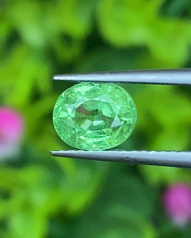 พลอย ซาโวไรท์ Tsavorite Garnet 1.39 กะรัต (Cts.) ดิบ Unheated พลอยแท้ อัญมณีมงคลประจําวันเกิด เครื่องประดับพลอย