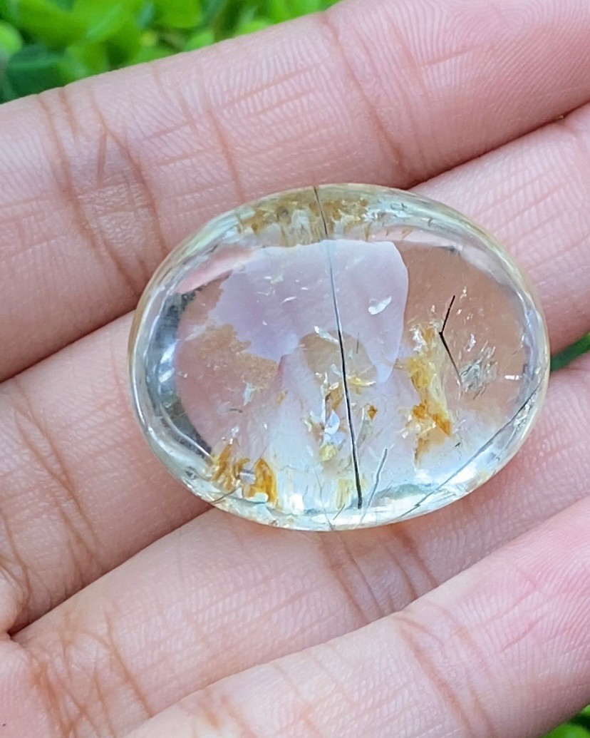 โป่งข่าม ควอตซ์ Rutilated Quartz 78.96 กะรัต Cts. พลอยแท้ อัญมณีมงคลประจําวันเกิด เครื่องประดับพลอย