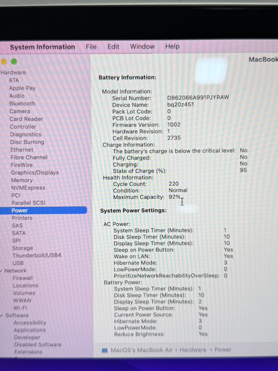 Apple Macbook Air 2020(M1/8GB/256GB)+Adapter จอมีรอยคีย์บอร์ด เครื่องบุบตรงมุมนิดนึง