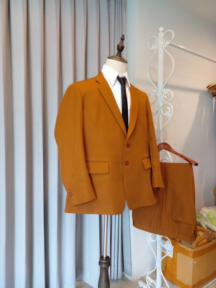 เช่า ชุดสูทชาย สีน้ำตาล รุ่นใหญ่พลัสไซส์ 2 กระดุม