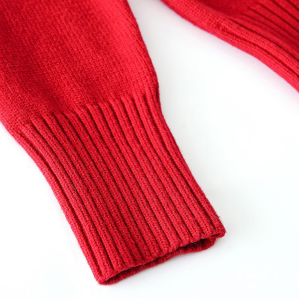 เสื้อไหมพรมคอเต่า แขนยาว ปักผ้ากำมะหยี่ลายแมว (12269B)