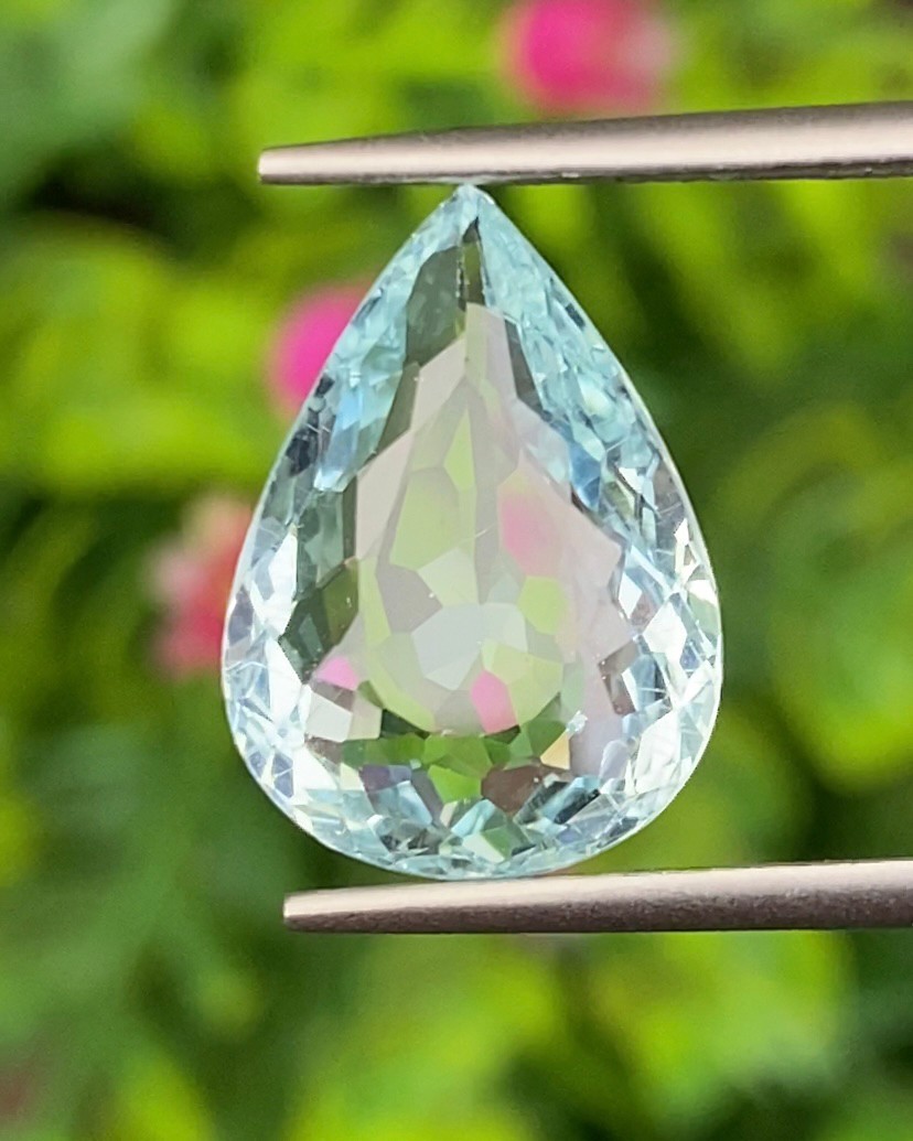 พลอย อความารีน Aquamarine 5.54 กะรัต (Cts.) พลอยแท้ อัญมณีมงคลประจําวันเกิด เครื่องประดับพลอย