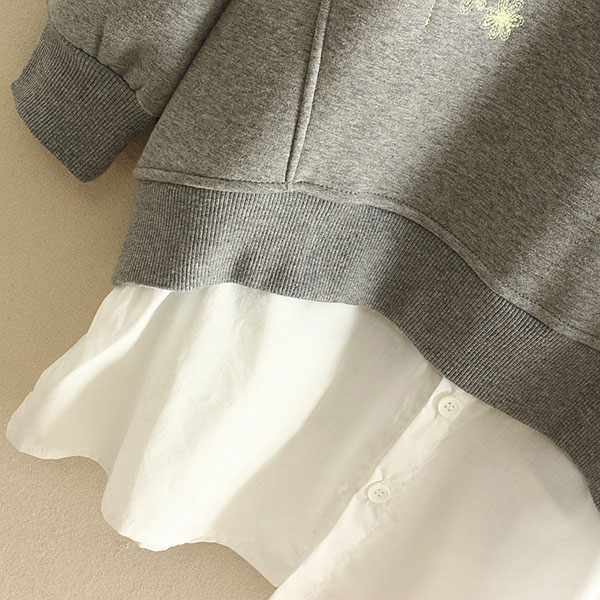 เสื้อสเวตเตอร์กันหนาวปักลายวินเทจ ซับกำมะหยี่เต็มตัว (11760LM)