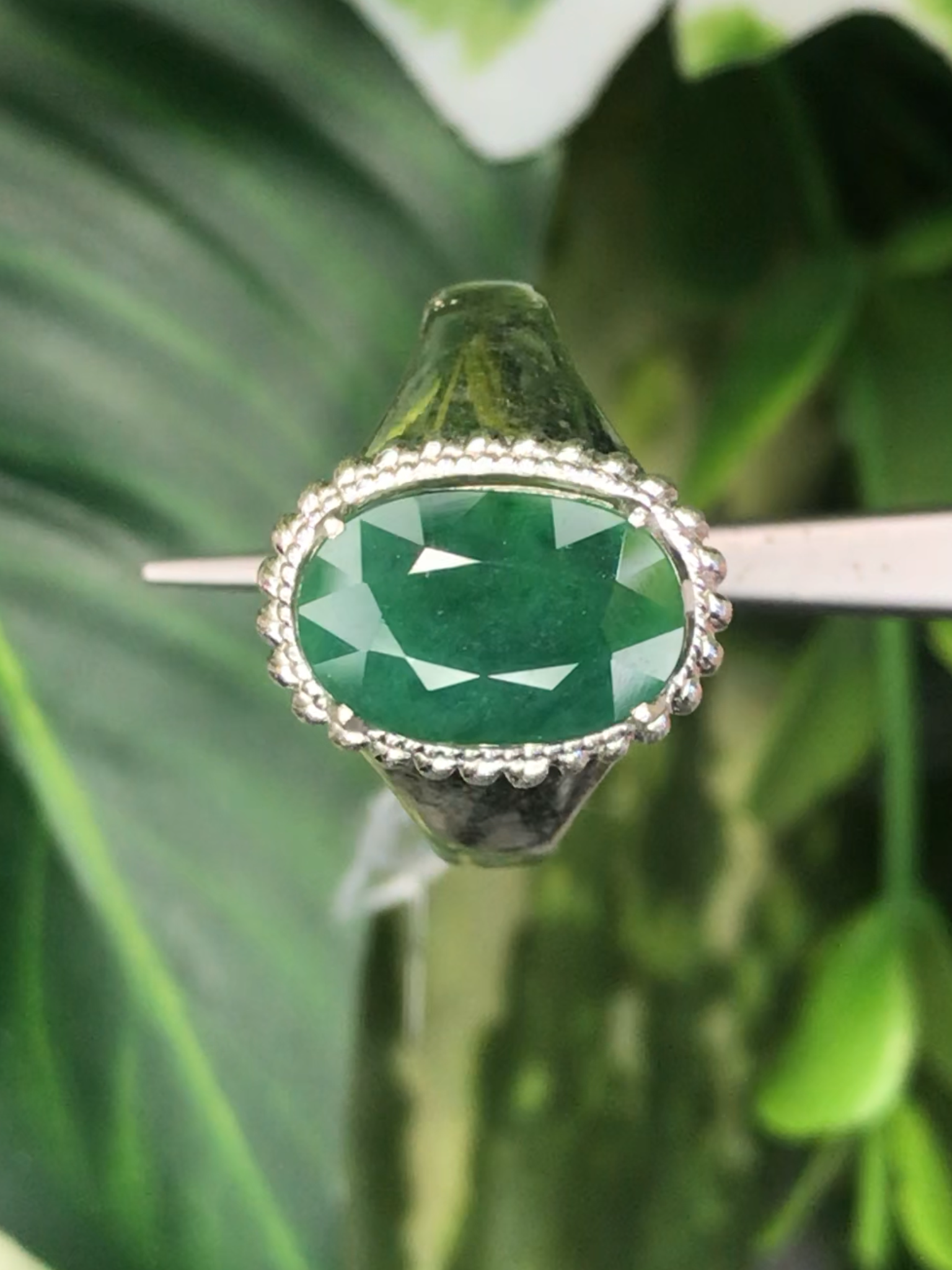 หยก พม่า แท้ Jade แหวนหยก 翡翠戒指 (Jadeite ring) ดิบ (Size) 56 ไม่ผ่านการปรับปรุง (Type A) พม่า (Myanmar)
