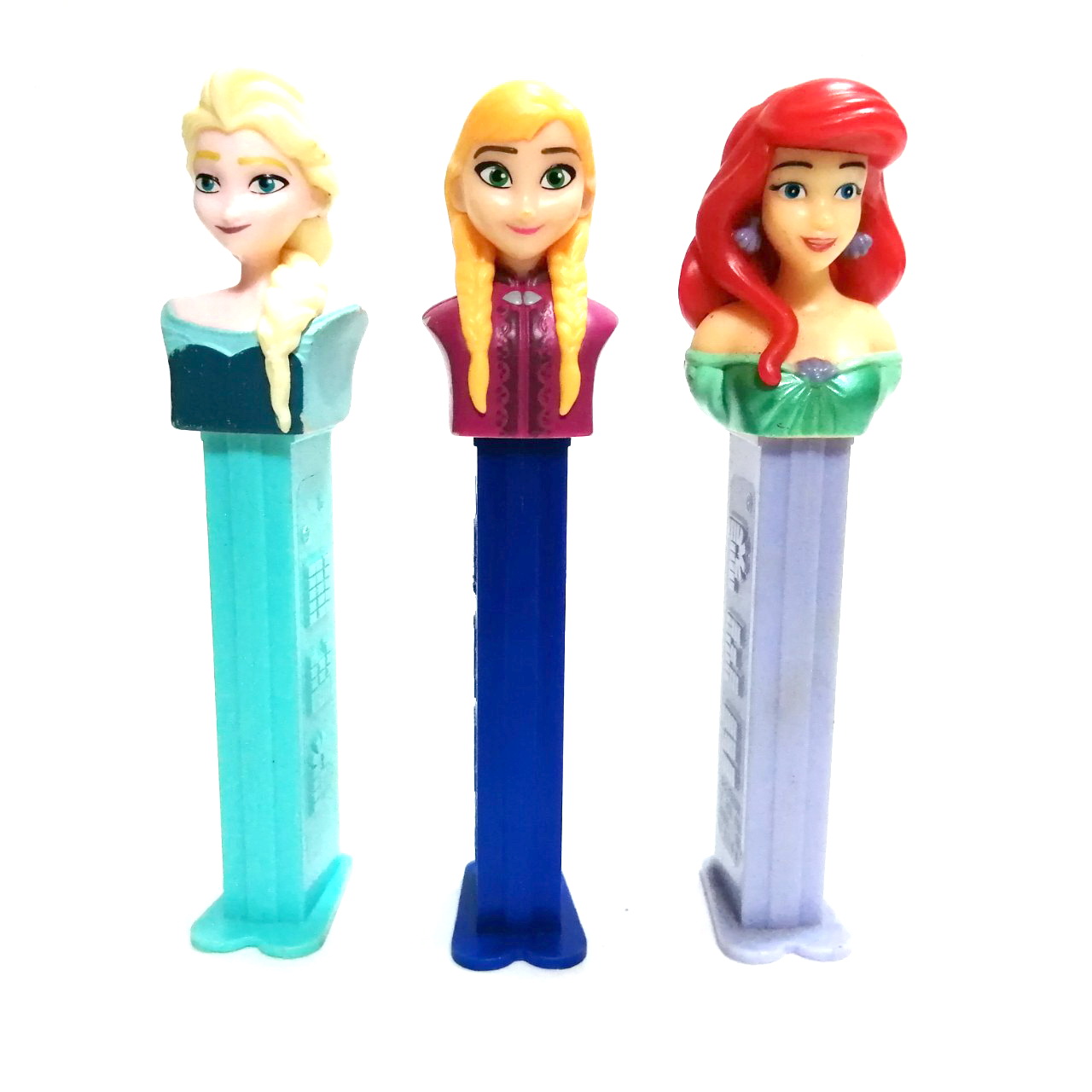 ของสะสมเจ้าหญิงดิสนีย์ กล่องใส่ขนมเพซ :-พี่น้องโฟรเซ่น เจ้าหญิงเอลซ่า,อันนา,แอเรี่ยล Pez dispenser Disney princess Collection: Frozen sisters:Elsa, Anna,Ariel***ไม่มีขนม มีรอยเล็กน้อย