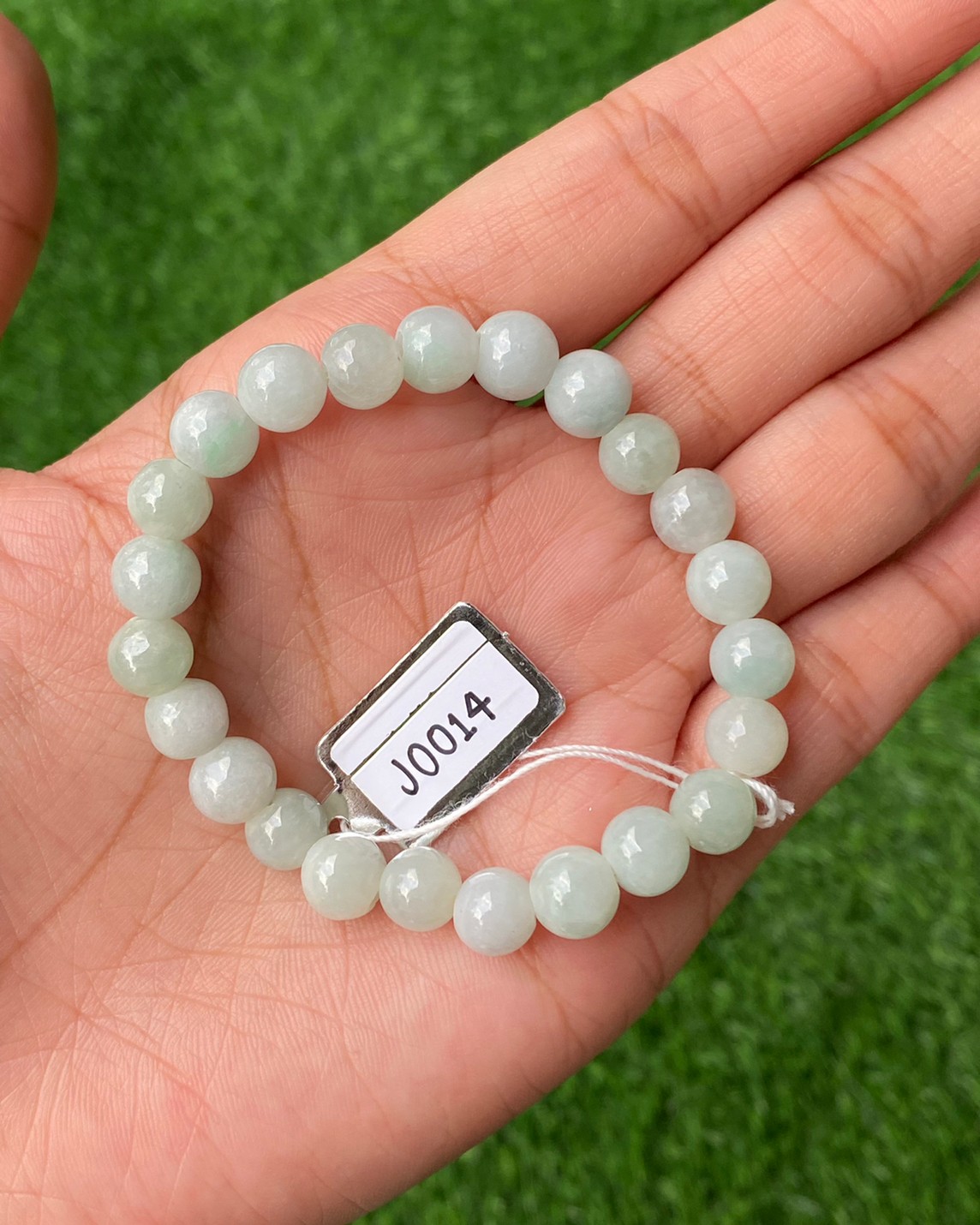 J0014 หยก พม่า แท้ Jade กำไล ประคำหยก (Jadeite Beads Bracelet) พม่า (Myanmar)