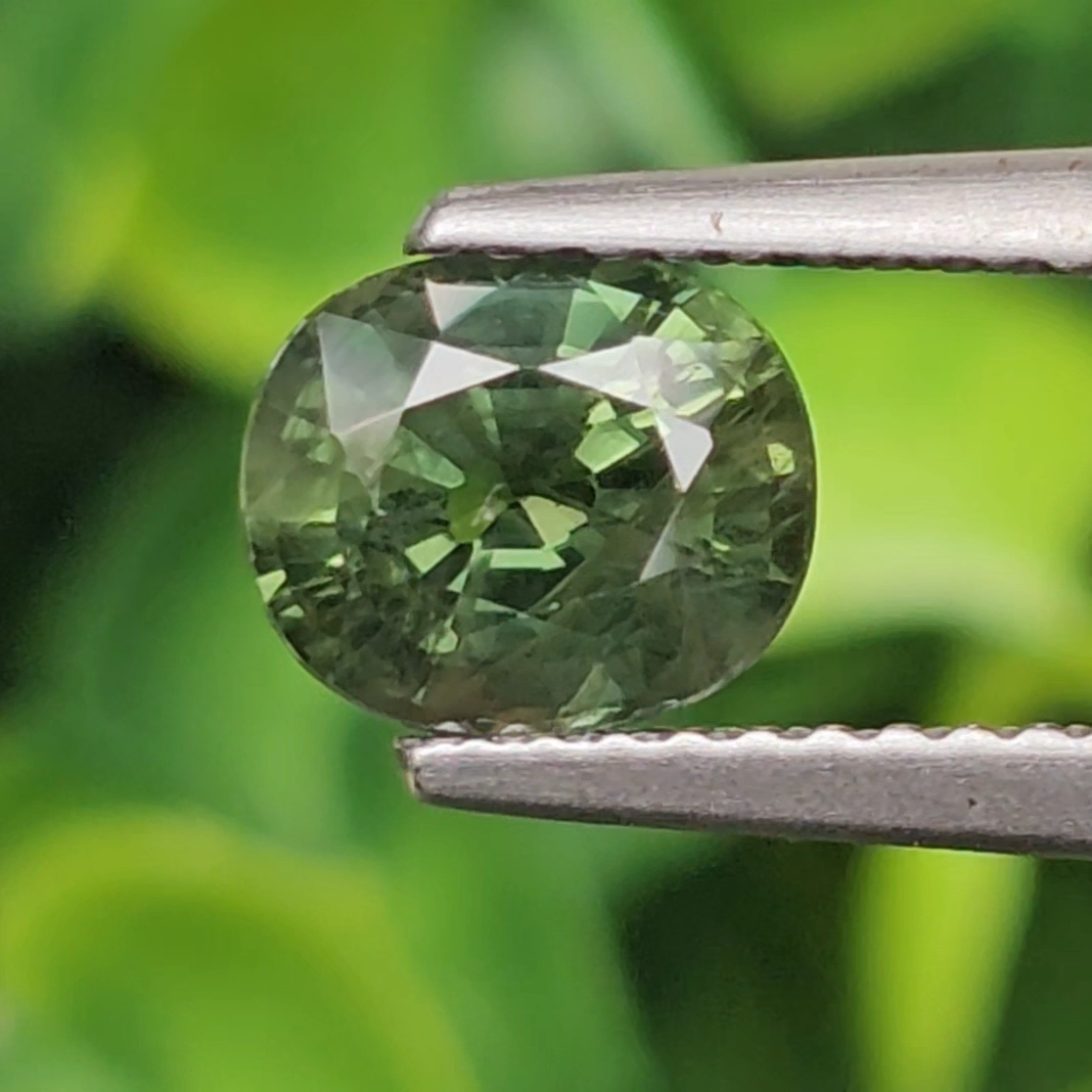 พลอย เขียวส่อง Green Sapphire 1.63 กะรัต (Cts.) พลอยแท้ อัญมณีมงคลประจําวันเกิด เครื่องประดับพลอย