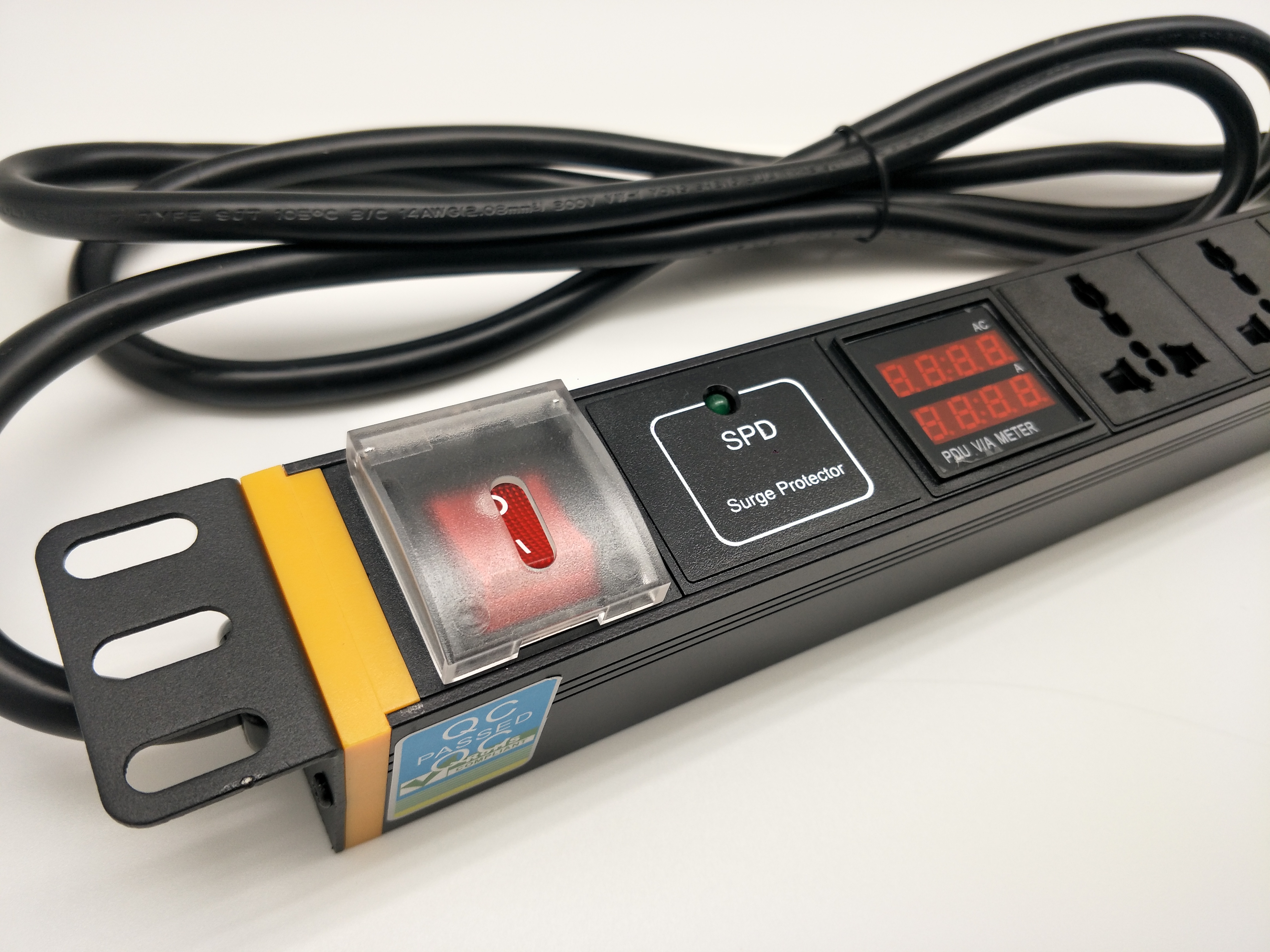 PDU.รางปลั๊กไฟใส่ตู้ 1U RACK AC จอแสดง V/A