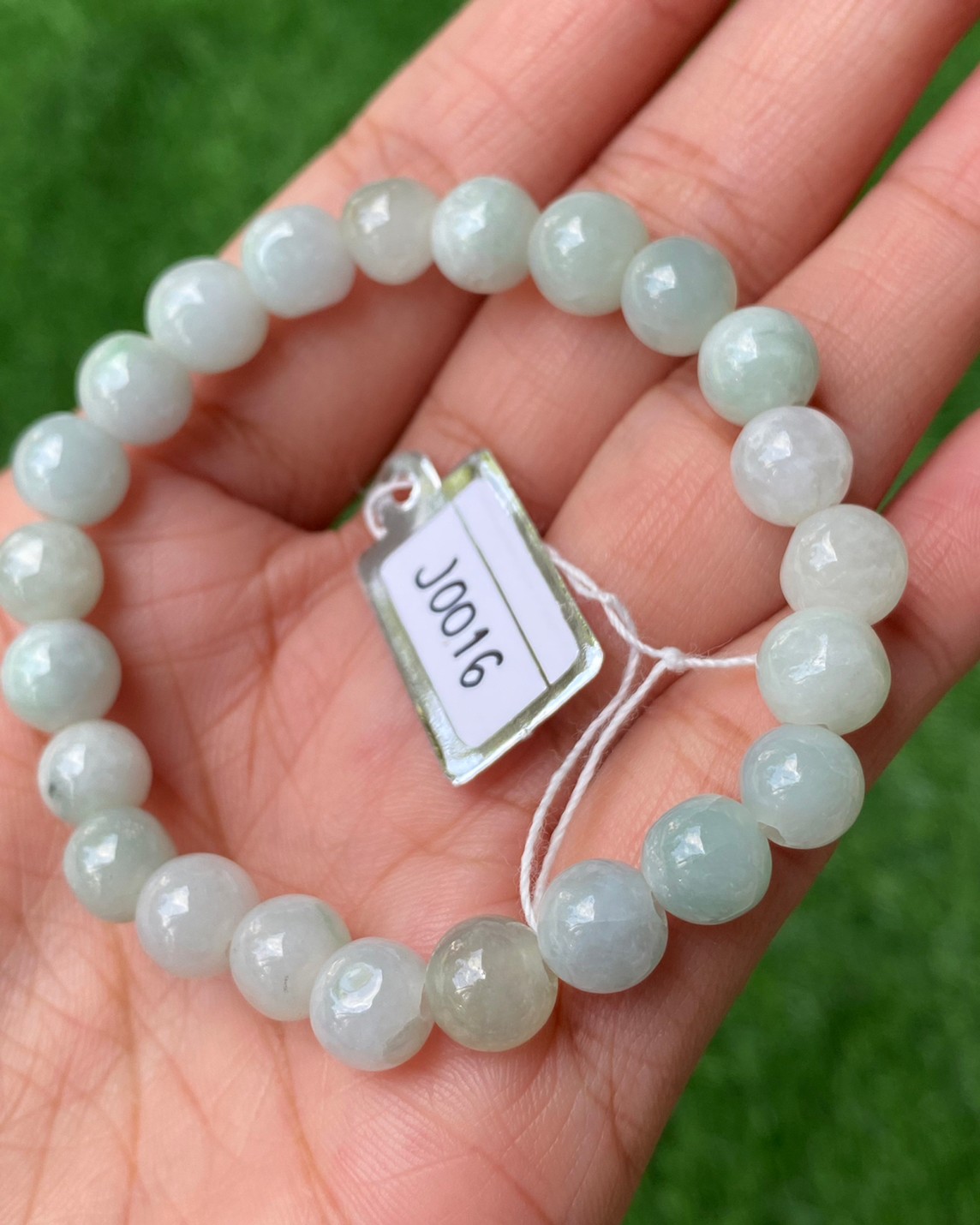 J0016 หยก พม่า แท้ Jade กำไล ประคำหยก (Jadeite Beads Bracelet) พม่า (Myanmar)