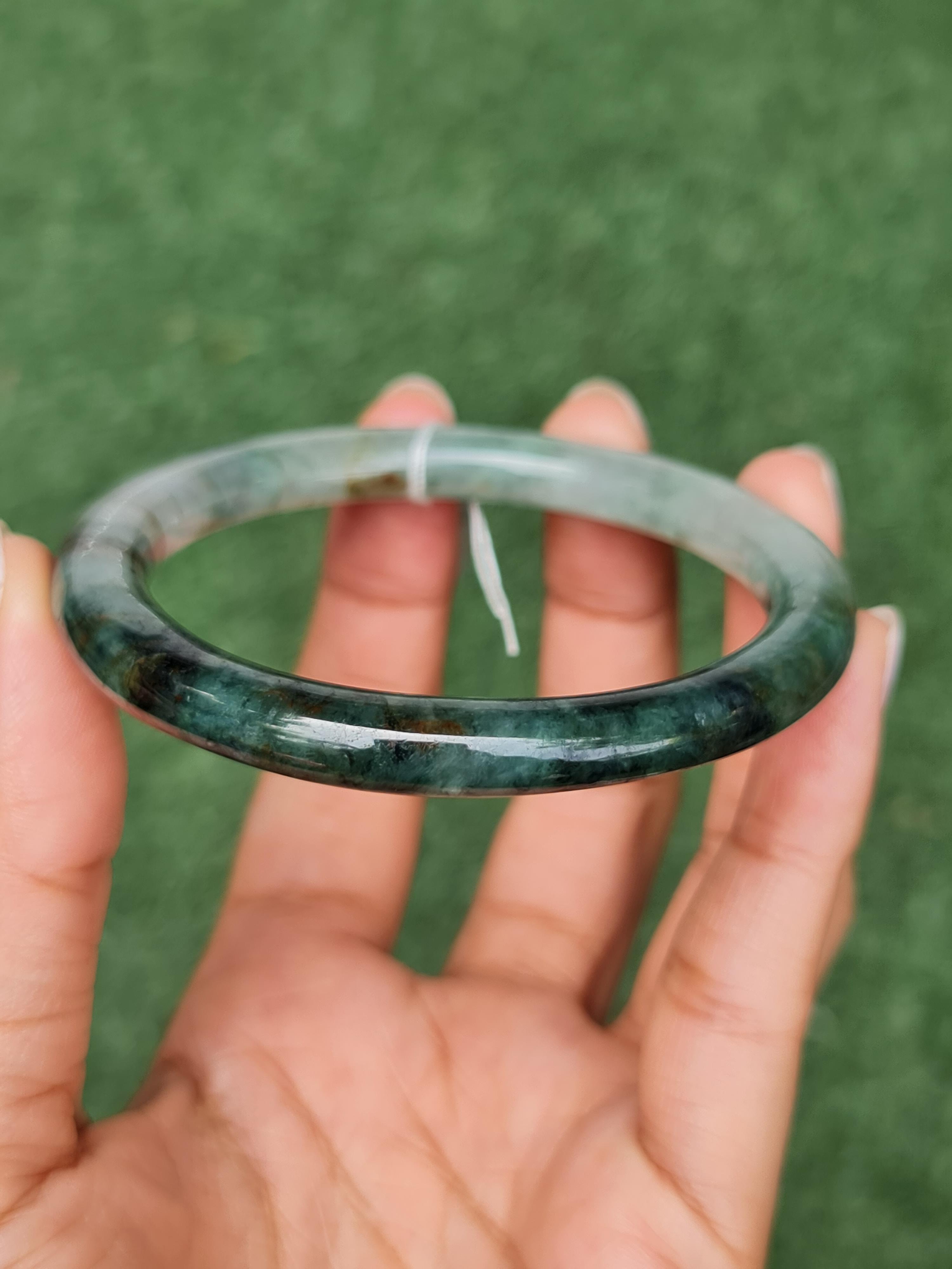 JB0703-015 หยก พม่า แท้ Jade กำไลหยก (Jadeite bracelet) พม่า (Myanmar) 58.9 มม.