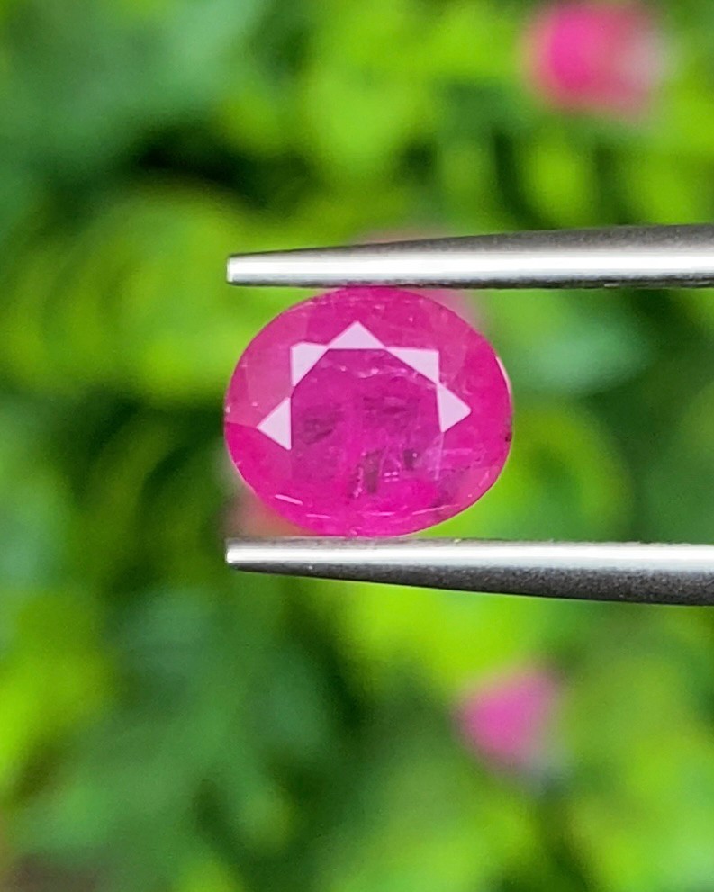 พลอย ทับทิม พม่า (Burmese Ruby Sapphire) 1.20 กะรัต พร้อมใบเซอร์ พลอยแท้ อัญมณีมงคลประจําวันเกิด เครื่องประดับพลอย
