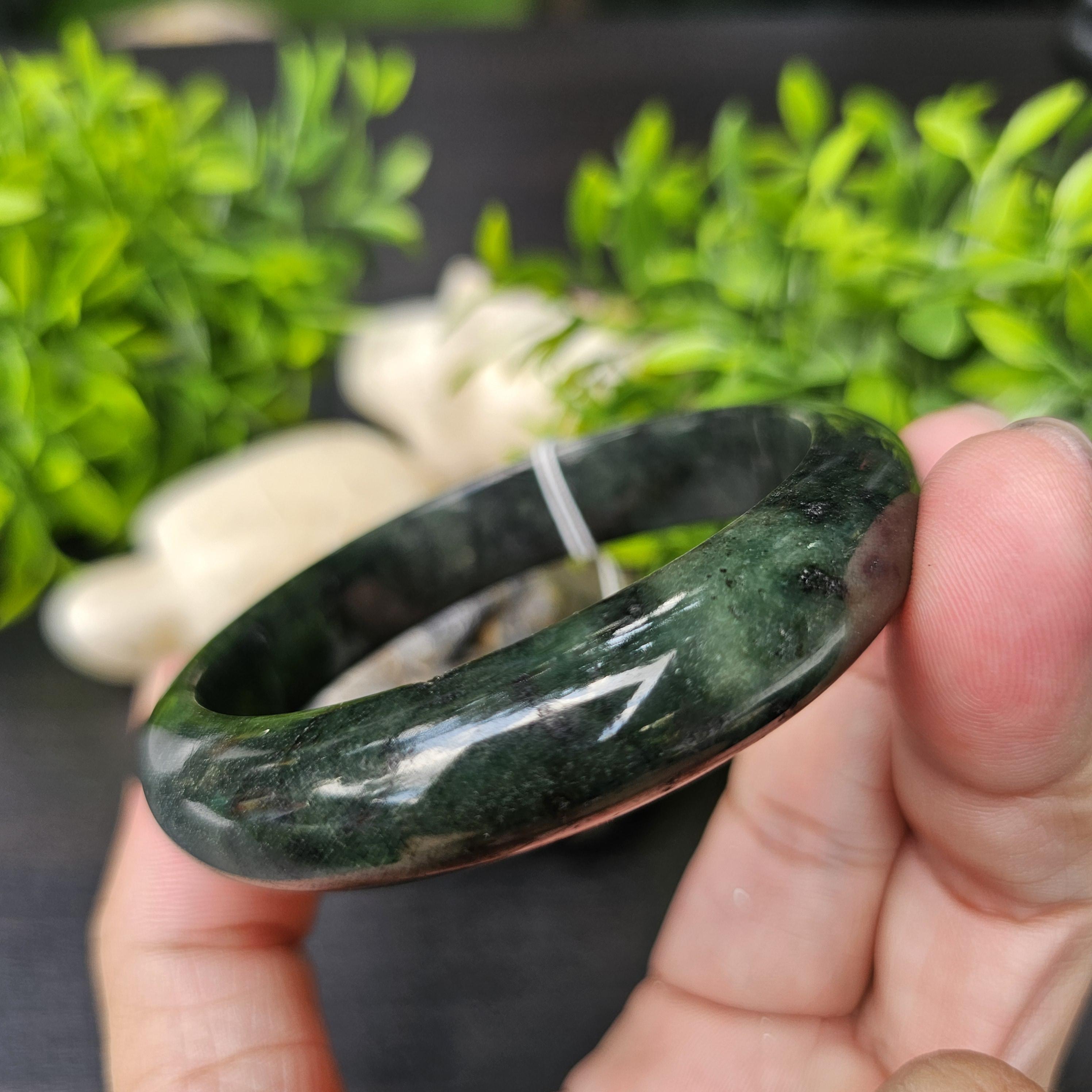 JB6804049 หยก พม่า แท้ Jade กำไลหยก 62.3 มม. (Jadeite bracelet) พม่า (Myanmar)