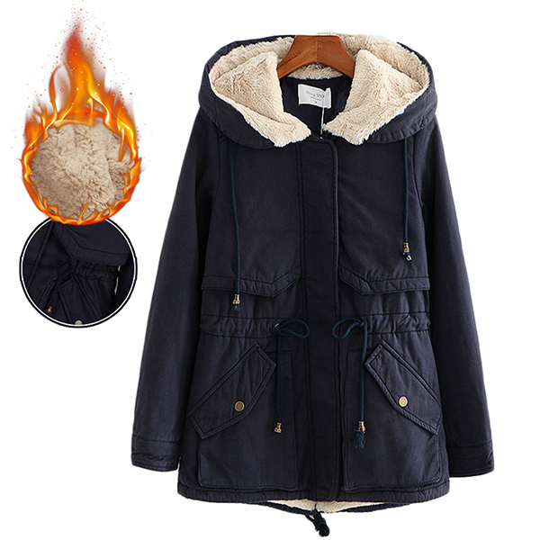 เสื้อโค้ทกันหนาววินเทจใส่ติดลบ มีฮู้ด ซับเฟอร์ขนนุ่มเต็มตัว (12203LM)