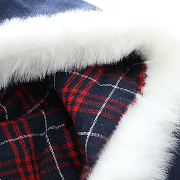 เสื้อโค้ทกันหนาวแฟชั่นญี่ปุ่น ฮู้ดแต่งเฟอร์ ปักลายสไตล์วินเทจ (12206LM)