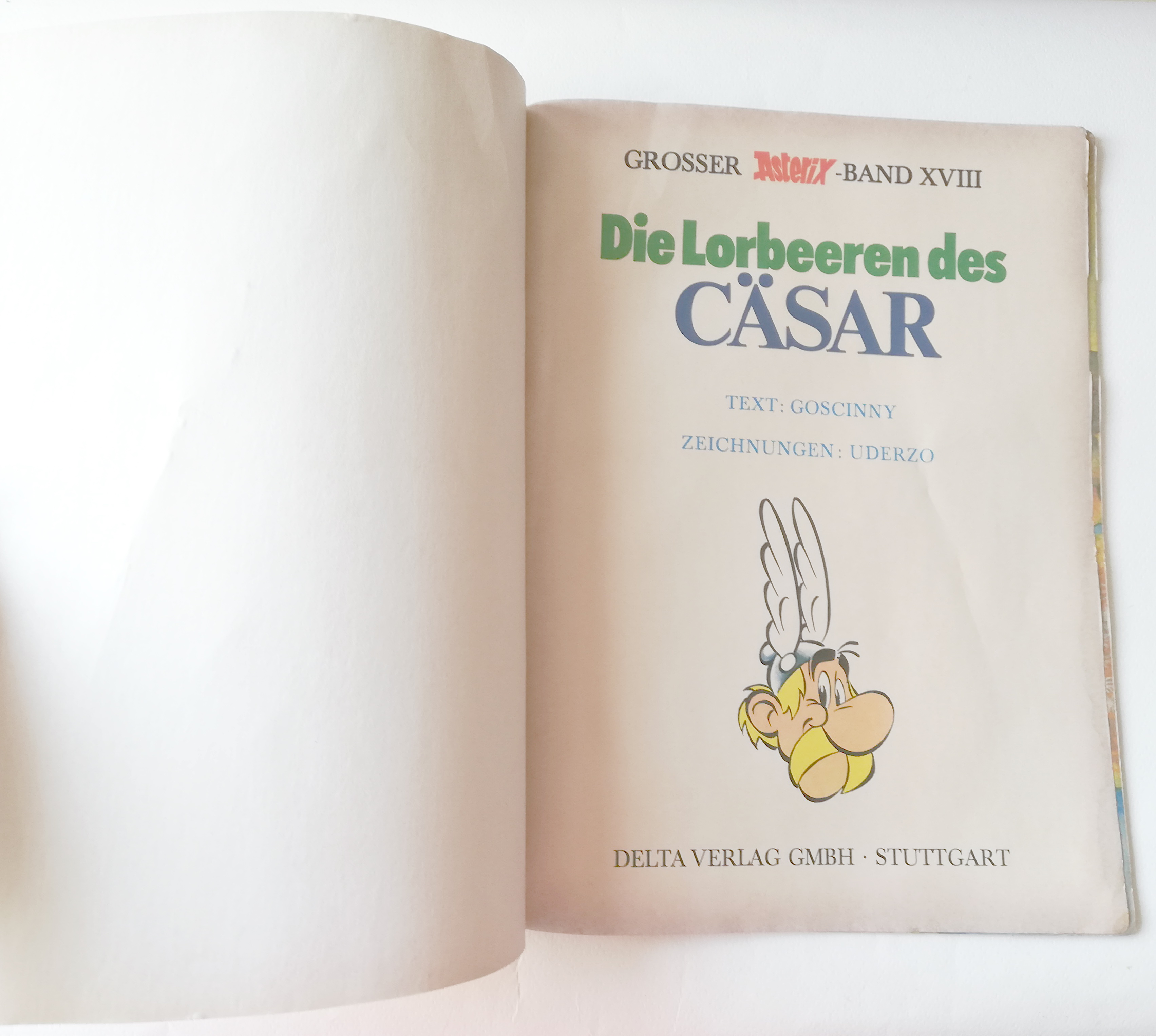 หนังสือการ์ตูนภาษาเยอรมัน Dargaud prasentiert:-BAND XVII GROSSER Asterix Die Lorbeeren des CASAR ZEICHNUNGEN: UDERZO TEXT: GO SFr. 7.20 DELTA VERLAG GMBH Jelta VTERIFER STUTTGART EHAPA VERLAG GMBH STUTTGART UDER20