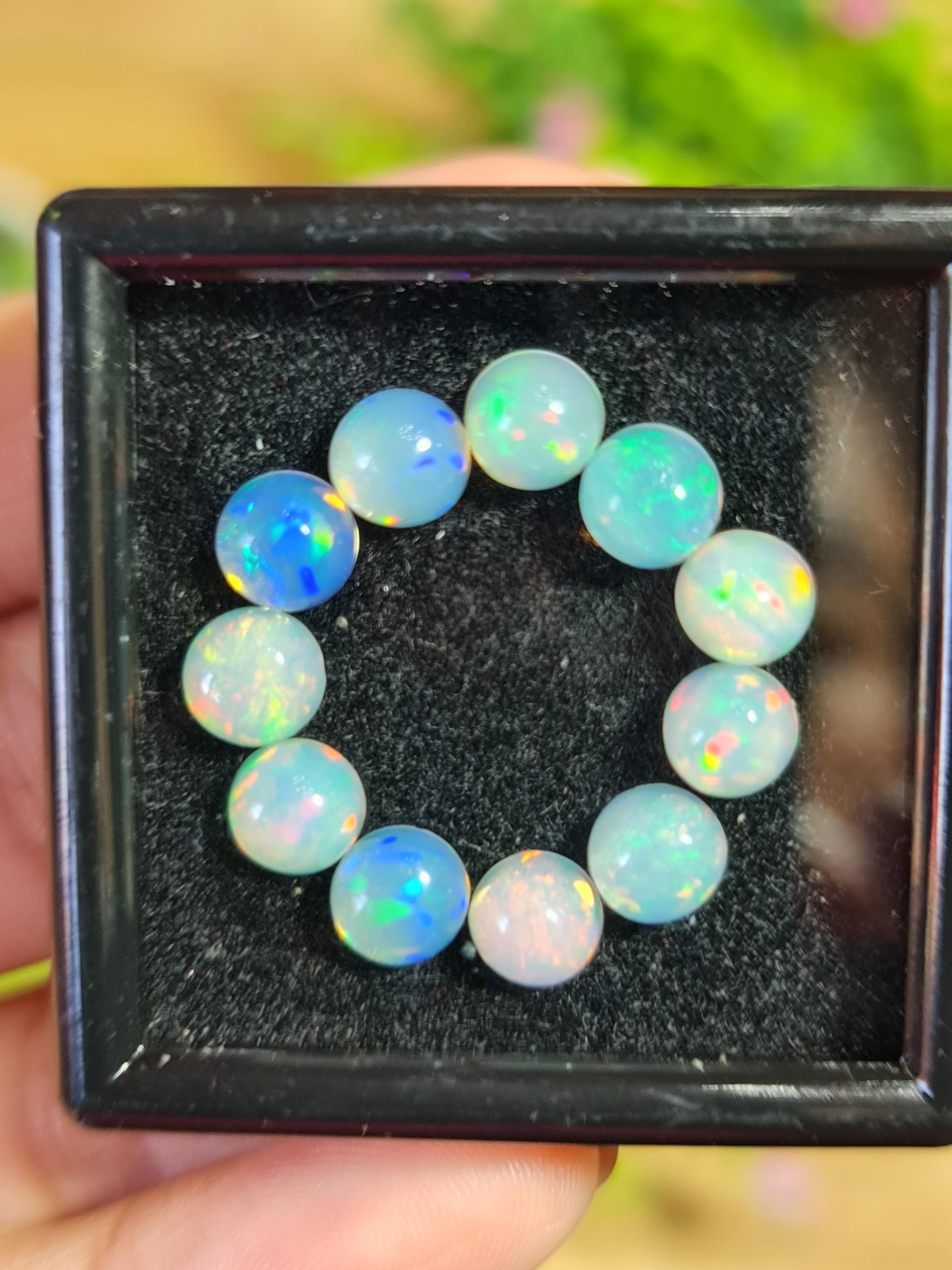 พลอย โอปอล Opal 11 เม็ด (Pcs.) 7.74 กะรัต (Cts.)พลอยแท้ อัญมณีมงคลประจําวันเกิด เครื่องประดับพลอย