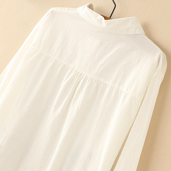 เดรสเชิ้ตแฟชั่นญี่ปุ่น แขนยาว ปักลายแมวตกปลา (12300LM)