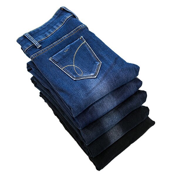 กางเกงยีนส์กันหนาวเอวปกติ ทรงสลิม ซับกำมะหยี่ใส่ติดลบได้ (11656X)